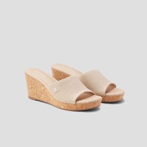 Vivaia Round-Toe Wedge Sandal (Stacey) Color: Almond Crochet EUR 42